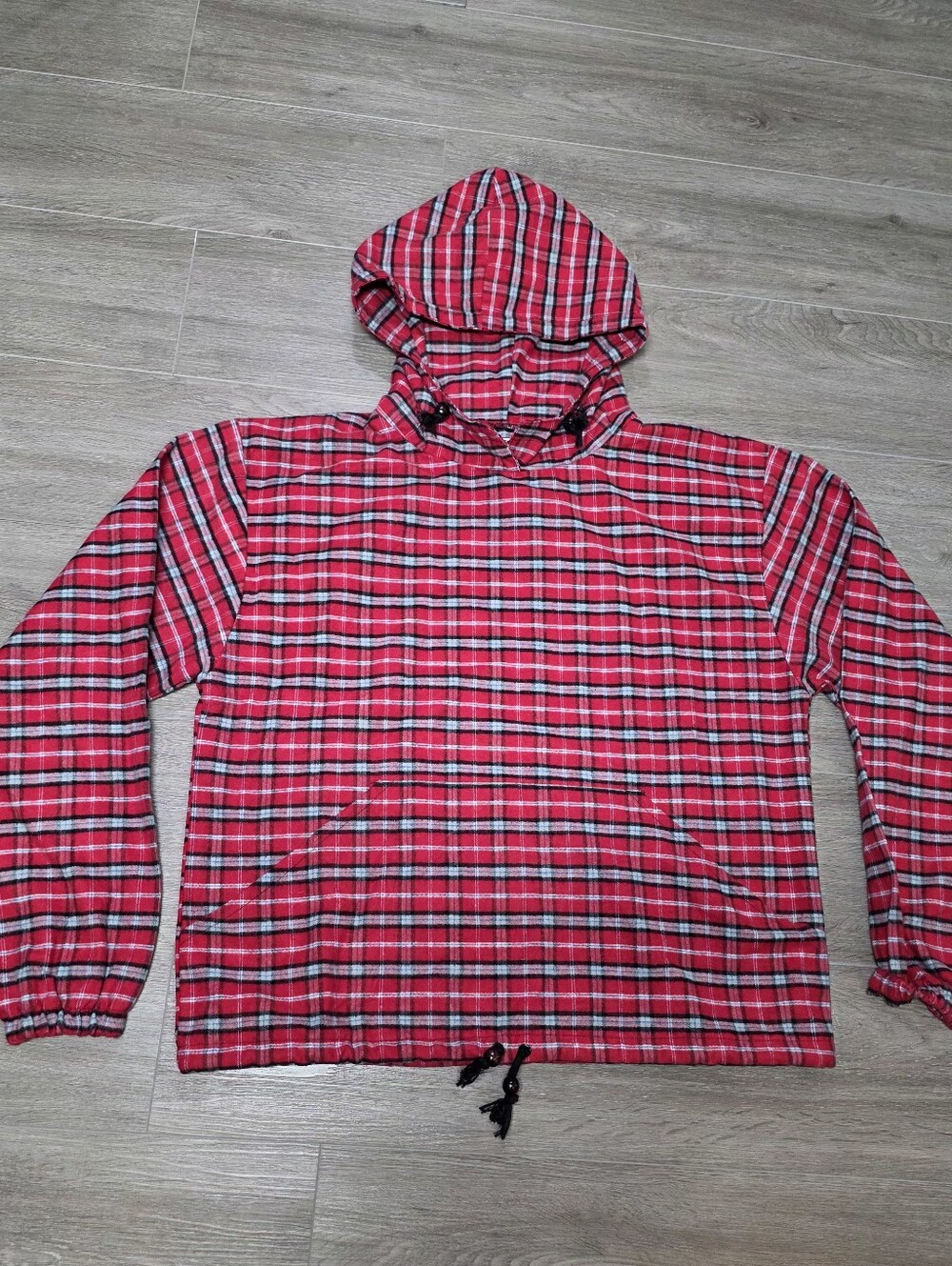 Johnson Woolen Mills Green Mountain Flannel Hooded Flannel Pullover Womans Small